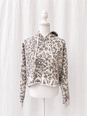 Calvin Klein Performance Gray Leopard Cropped Hoodie
